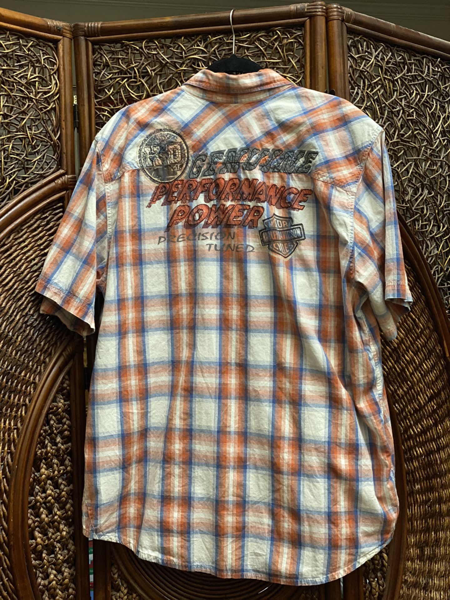 Men’s Harley-Davidson Embroidered Plaid Short Sleeve Button Up Shirt