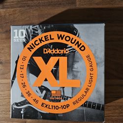 10 Pack Of D'Addario Guitar Strings