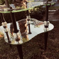 Antique art deco glass and mirror coffee table and end table
