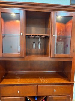 Wood Bar Cabinet with Wine Glass Rack