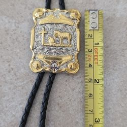 New Faith Man Praying At Cross With Horse Bolo Tie See Measurements. Buckle $45 SHIPPING AVAILABLE 