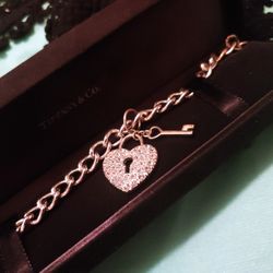 Lock & Key Silver Chain Necklace w/ Heart Charm