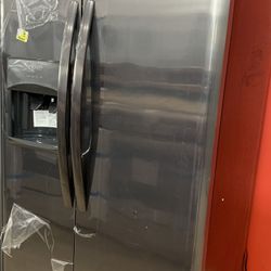 Frigidair 33 Inch Freestanding Side by Side Refrigerator Black Stainless Steel OX4N