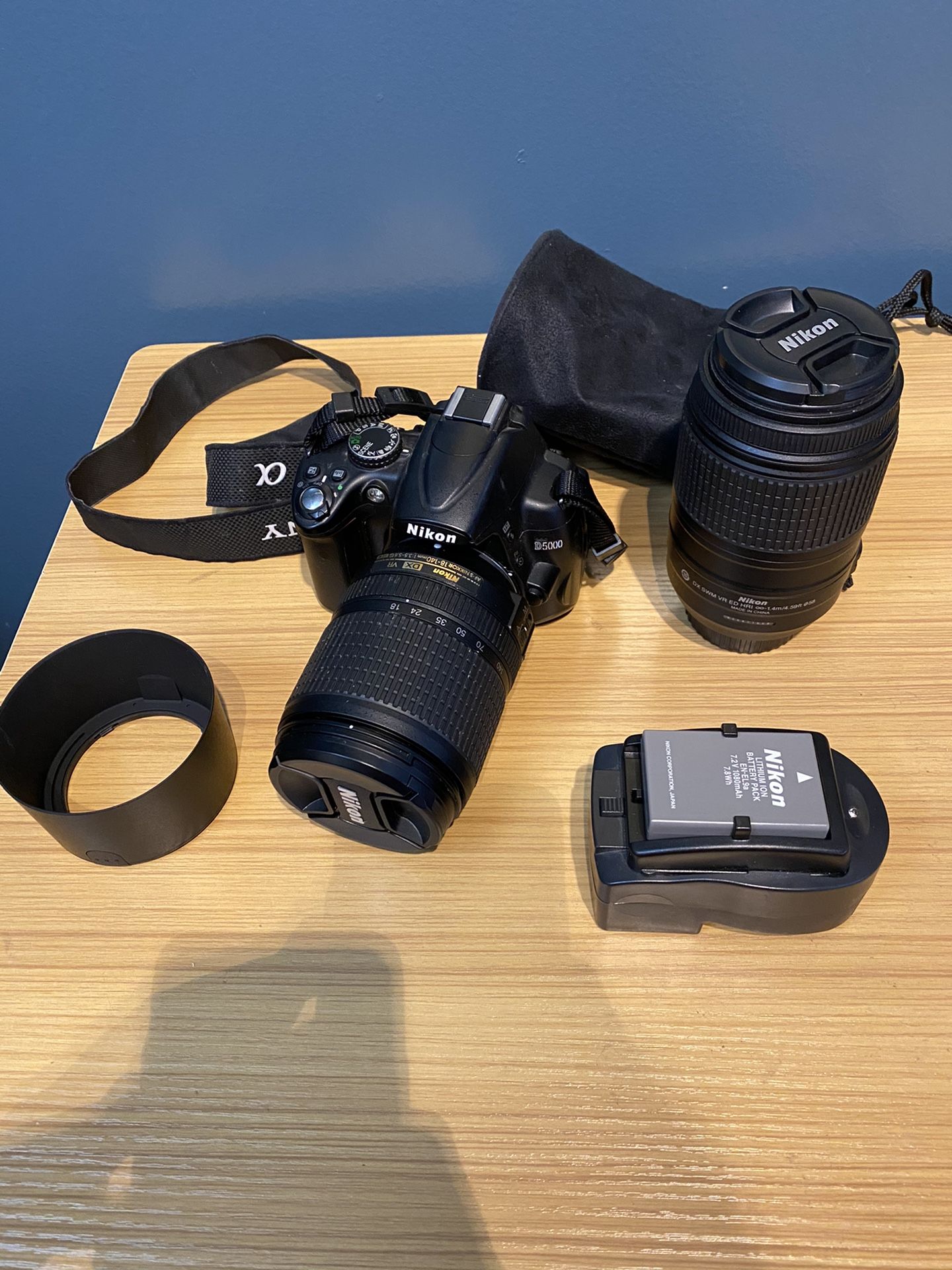 Nikon D5000 with 2 upgraded lenses and bag