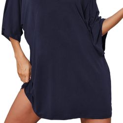 Oversized Drape Style Shirt for Sleepwear/Loungewear/Swimsuit or Workout Cover ( 3x works for 2x too