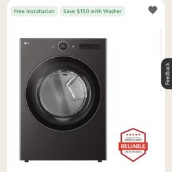7.4 Cu Ft LG Stackable Gas Dryer With AI Sensor Dry & Turbo Steam