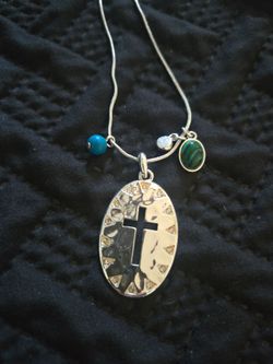 Avon Silver cord cross necklace