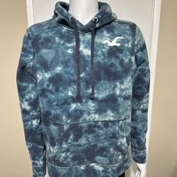 Hollister Mens Teal Tie Dye Hoodie