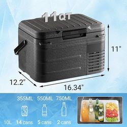 12v Refrigerator 11 Quart, -4°F-68°F Electric Cooler for Car