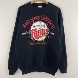 Vintage 1991 Minnesota Twins World Series Champions Black Pullover Sweatshirt