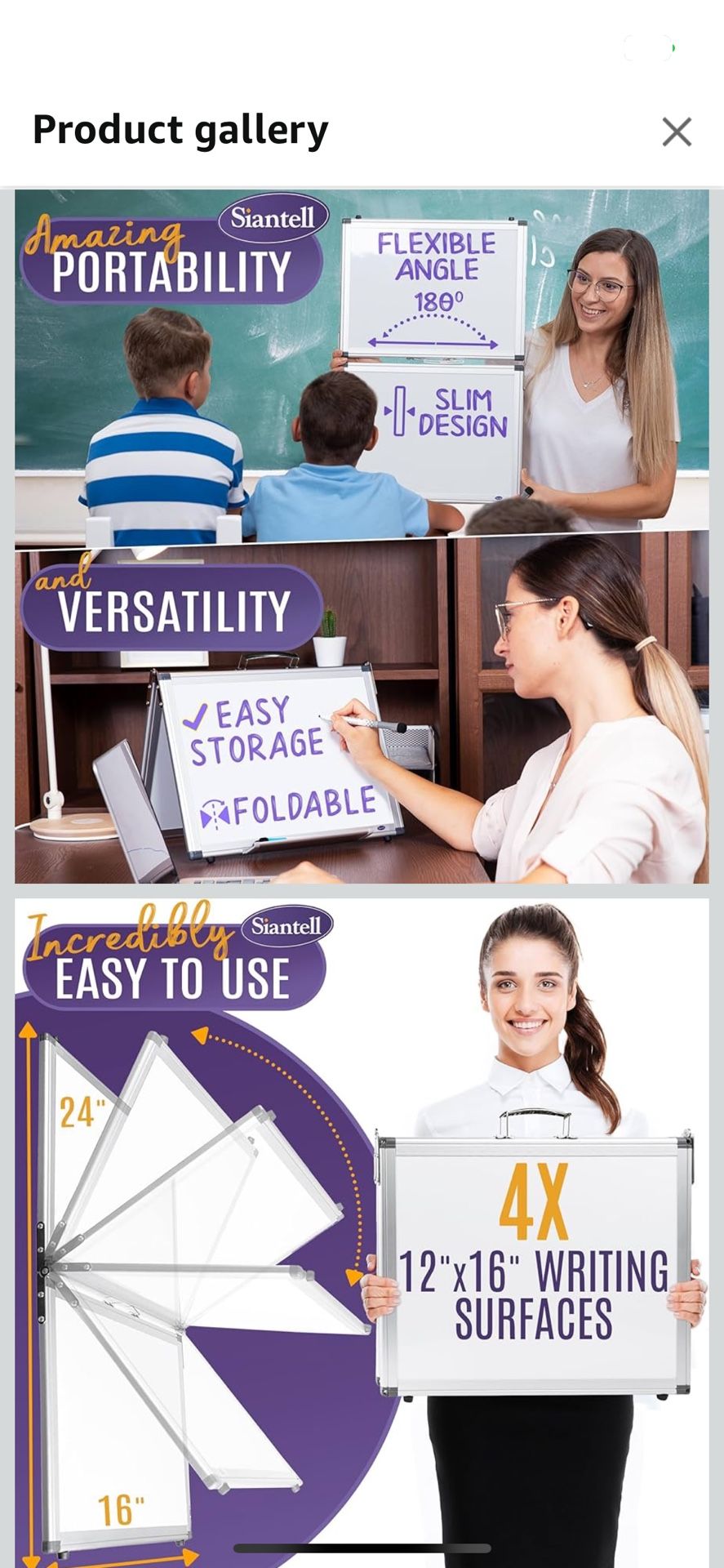 Small Dry Erase White Board – Magnetic Desktop Whiteboard - 16x12 inch 4 Sides Portable Whiteboard for Kids - Tabletop Mini Easel with Cover Bag for O