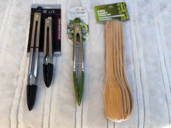 Kitchen Tongs + Bamboo Utensil Set – New