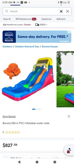 banzai Double Raceway Inflatable Outdoor Backyard Water Slide.