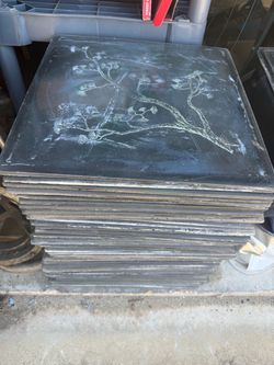 14”x14” Etched Slate Tiles
