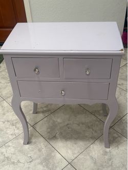 Lavender table, nightstand, bedside table, girly, cute
