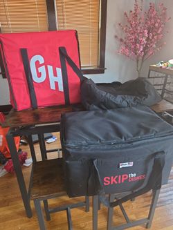 3 LARGE Grubhub and skip the dishes Vintage Delivery Bags.  Study great quality