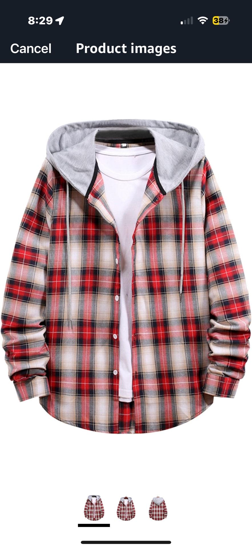 Mens Flannel Shirt Plaid Hoodie Teen Boys Shirts Casual
