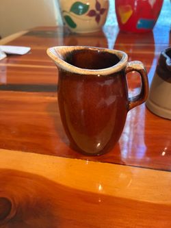 Brown Glazed Ceramic Creamer Pitcher