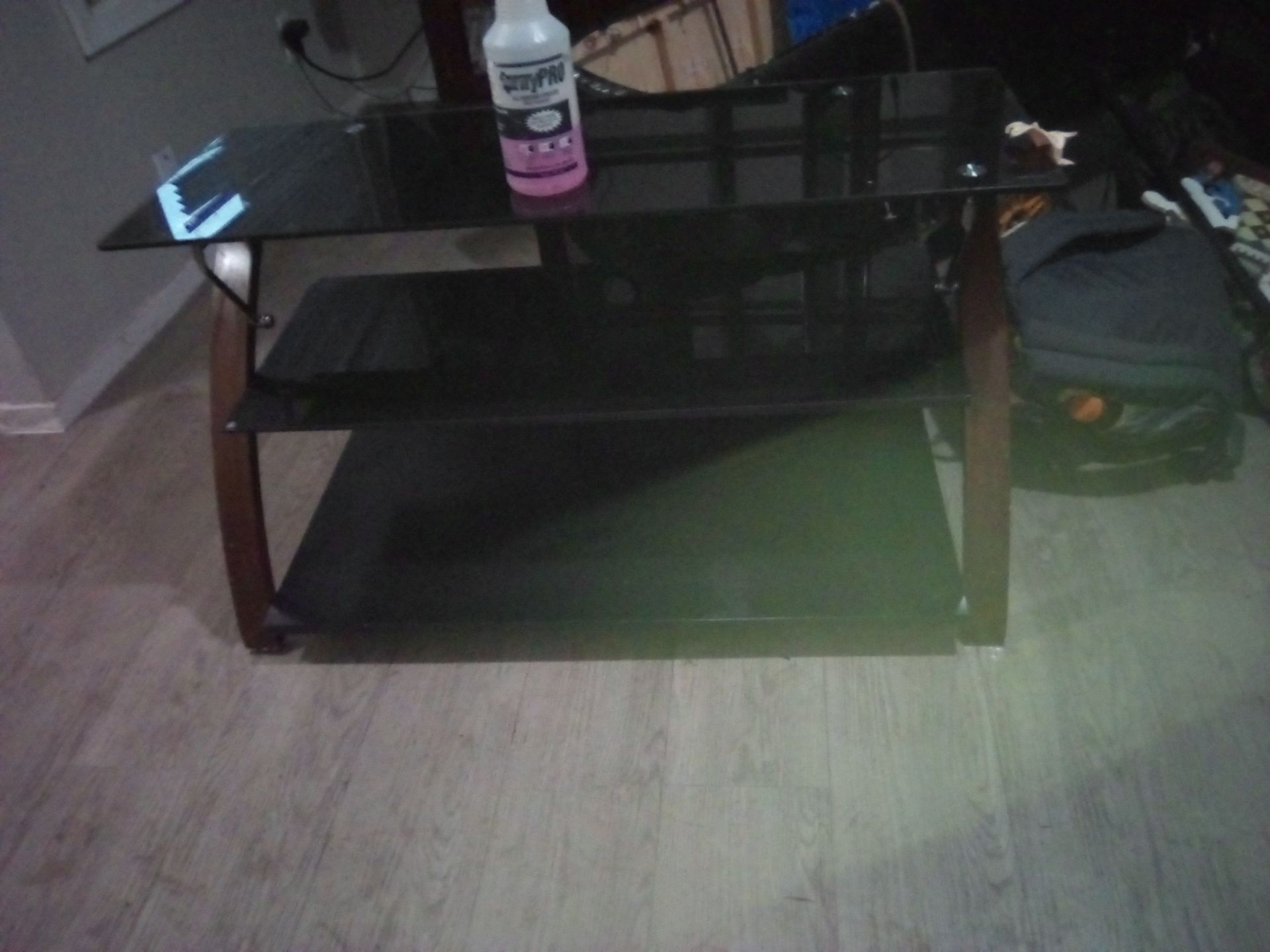 Normal Panel Stand 3-Tier Black Glass TV Stand for Sale in San Antonio, TX - OfferUp