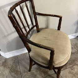 Vintage Drexel Wood Faux Bamboo Chair 