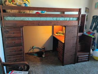 Wooden bed/ desk/ drawers combo