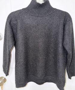 100% Italian Wool Turtleneck Sweater – Charcoal Gray – Made in Italy