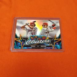 Shohei Ohtani / Mike Trout Chrome Foil Star Clusters Baseball Card 2023 Topps SC-3
