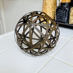 Pottery Barn Brown  Metal Sphere.  8" In Size.