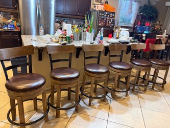 Set of 5 Swivel Bar rustic heavy hardwood
