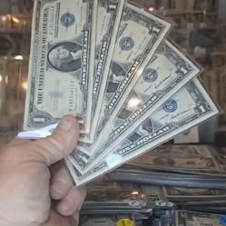 5 Silver Dollars Blue Seal 