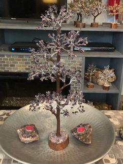 Amethyst tree 25 inches tall with candle holders