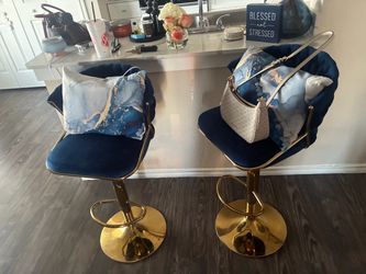 Blue and gold bar chairs