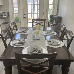 Wood Dining Table With 6 Chairs 