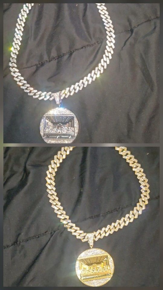 cuban link chain 20" 14mm, & pendent set...AAA+ rated brilliant shine! $135 EACH!