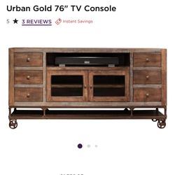 Raymour & Flanagan Urban Gold Collection 76” Industrial Style TV Console. Like New. 