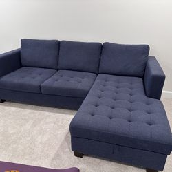 World Market Blue Sectional Sofa w Storage