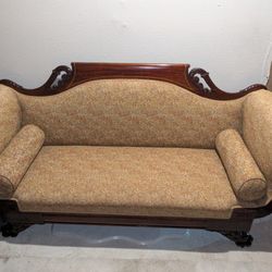Antique American Empire Mahogany New Upholstery 