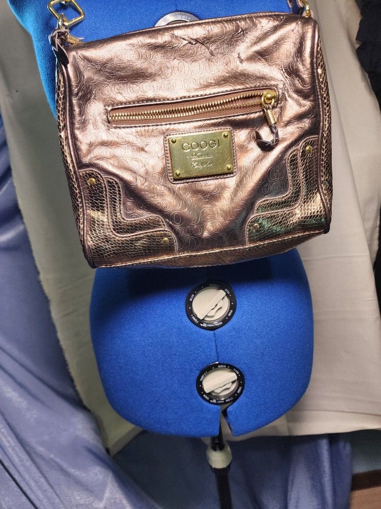 Coogi Brown Gold Snakeskin Handbag