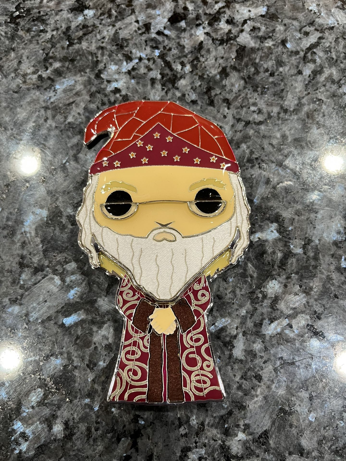 Funko pop Enamel Pin Harry Potter Albus Dumbledore Large Funko Pin.  Brand new no box.  Has been on display in a cabinet with a Harry Potter collectio