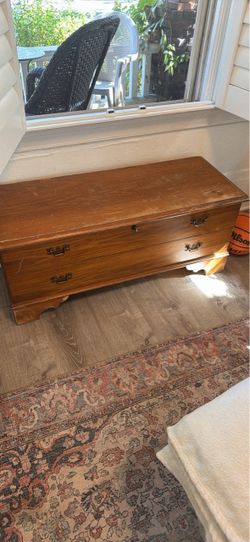 Large vintage-style wood storage chest