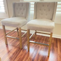 Set of 2 high back chairs. Small split in one seam. See all photos for dimensions. 