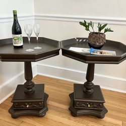 Vintage Octagon Side Tables With Drawer 