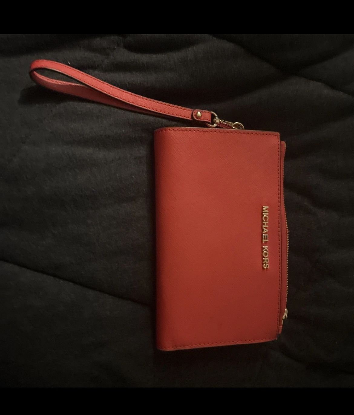 MICHAEL KORS CLUTCH LEATHER WRISTLET BRIGHT RED