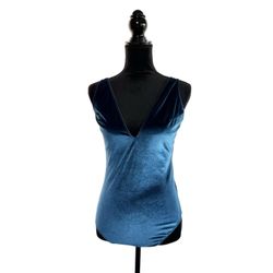 Gilligan & O'Malley Teal Velour Bodysuit Size Medium Women's Spaghetti Strap NWT