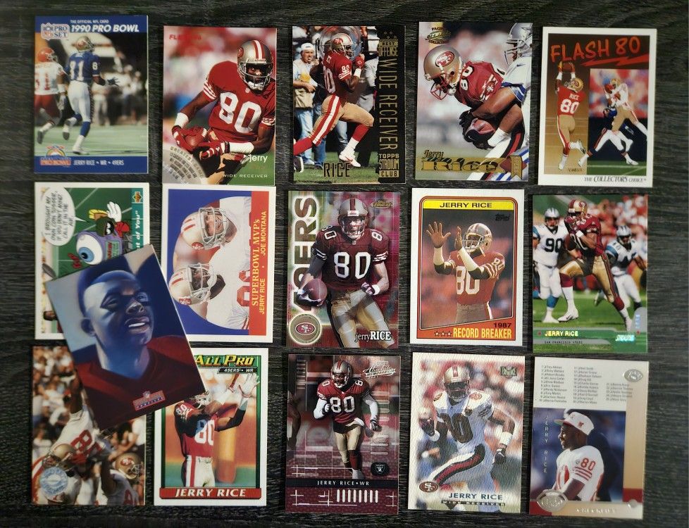(16) All Different Jerry Rice San Francisco 49ers Football Card Lot - Multiple Available