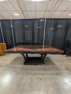 Espresso Finish Wood Dining Table with Unique Base