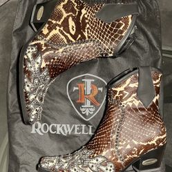 Rockwell Tharp ! One Of a Kind “Calf Skin Boots Adorned With Swarovski Crystals”