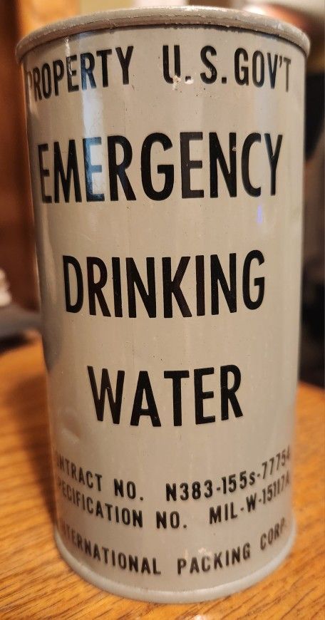 1952 US Government Emergency Drinking Water 10 Oz Can N 383-155S-77754