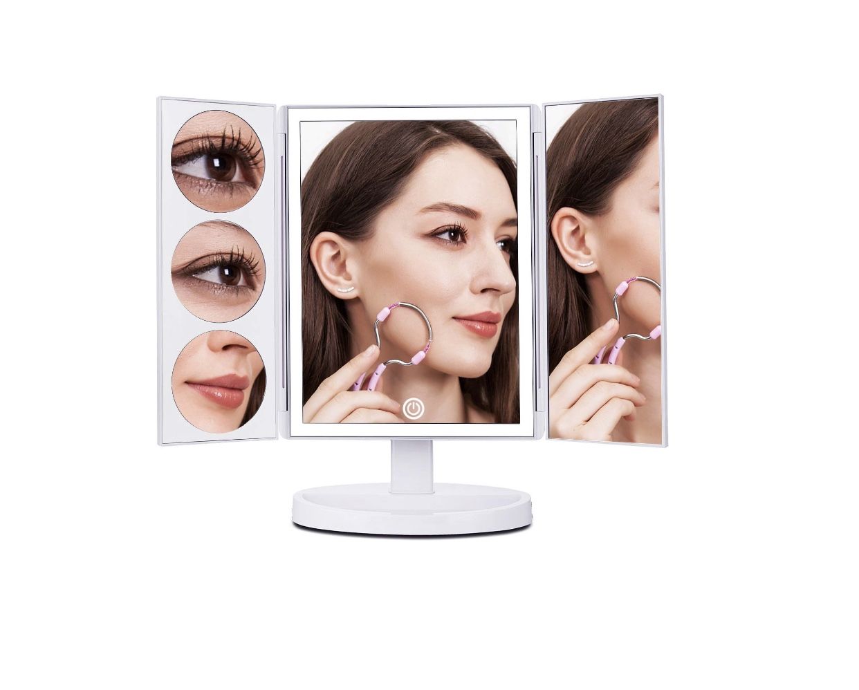 MAKARTT XLarge Lighted Big Makeup Mirror 3X/5X/10X Magnifying Trifold Vanity Mirror