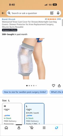 Waterproof knee cast size Large